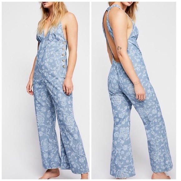 FREE PEOPLE Blue Dance All Night Jumpsuit 8 - Picture 1 of 5